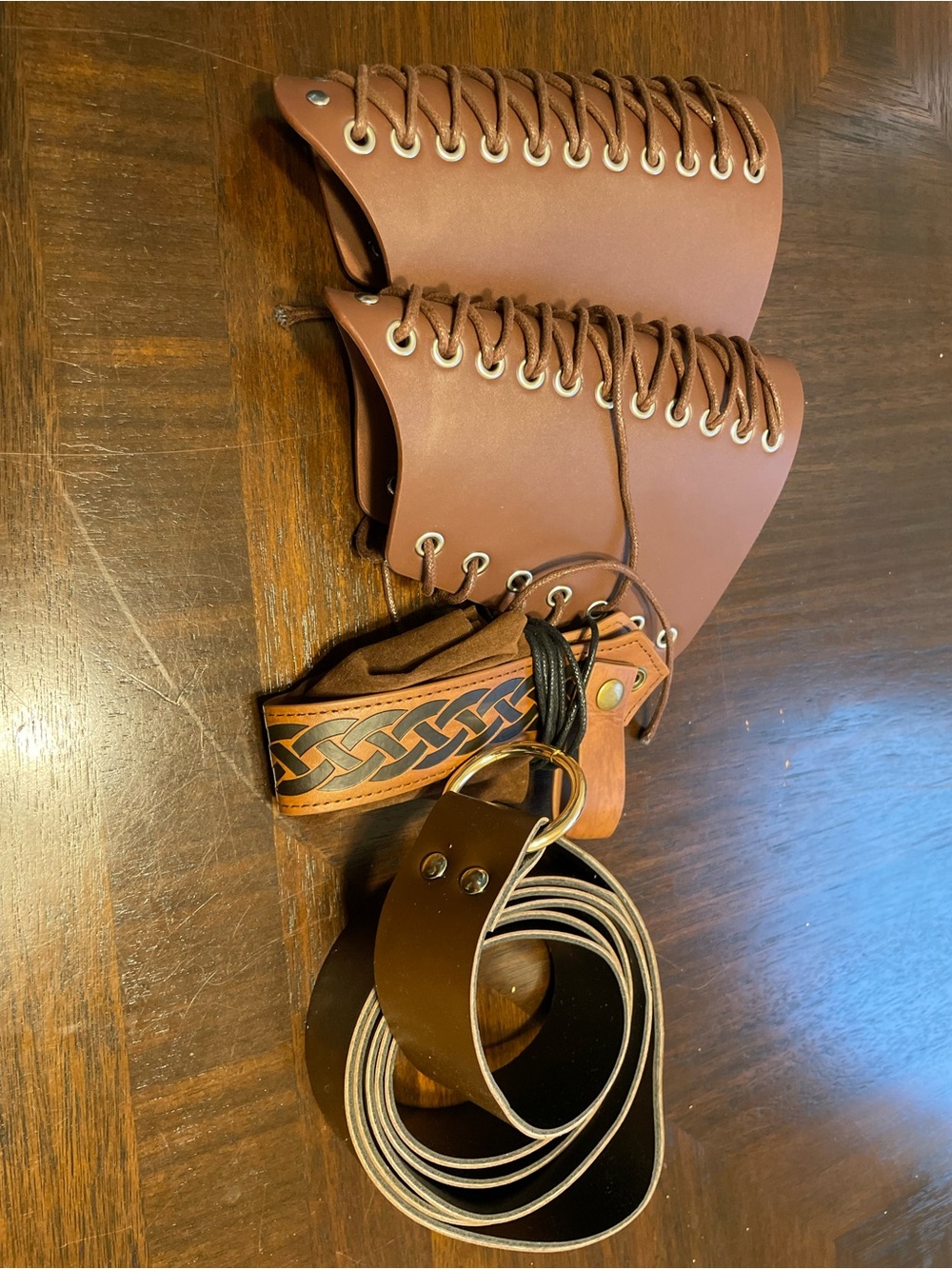Brown Leather Belt Bag with Celtic-Style Braided Accent